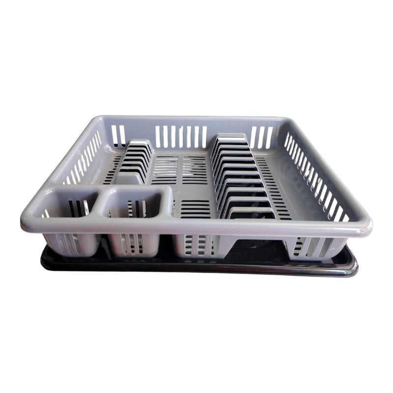 Khurshid Plastics Shorouq Plastic Dish Rack From Khorshed Plast - Grey & Black - Image 1